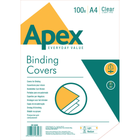 Fellowes Apex A4 Lightweight PVC Covers 140gsm Clear 100 Pack 221484 F
