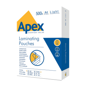 Fellowes Apex Laminating Pouch A4 150 Micron Gloss 500 Pack 366440 F