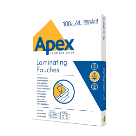 Fellowes Apex Laminating Pouches A4 200 Micron Gloss 100 Pack 135181 F