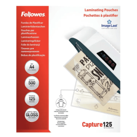 Fellowes Capture Laminating Pouch A4 250 Micron Gloss 500 Pack BB81490 F