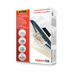 Fellowes Capture Laminating Pouches 250 Micron Gloss 100 Pack 590255 F