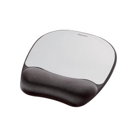 Fellowes Memory Foam Mouse Pad with Wrist Support Black Silver 102041 F