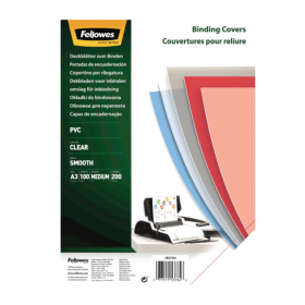 Fellowes Recycled A3 PVC Binding Covers Clear 200 Micron 100 Pack BB53764 F