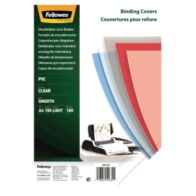 Fellowes Recycled A4 PVC Binding Covers Clear 180 Micron 100 Pack 5375901 BB52632 F