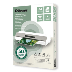 Fellowes Recycled Laminating Pouches 80 Micron A4 Gloss 100 Pack BB81335 F