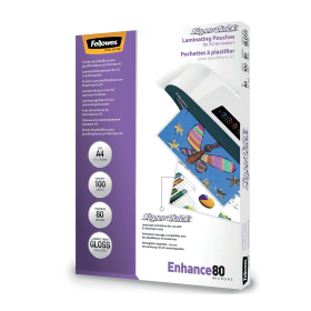 Fellowes SuperQuick Laminating Pouch A4 160 Micron Gloss 100 Pack 366442 F