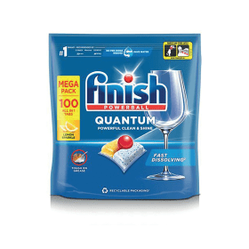 Finish Quantum All In One Dishwasher Tablets Lemon 100 Pack 859741 F