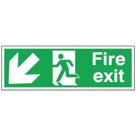 Cartello Di Sicurezza 'Uscita Di Emergenza - Uomo Che Corre A Sinistra' 450x150 Mm, Plastica Semi-Rigida Autoadesiva, Per Interni/Esterni, Verde/Blu/Bianco
