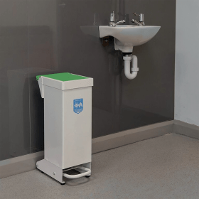 Fire Retardant Steel Sackholder White Body with Green Lid 28L 847591 F