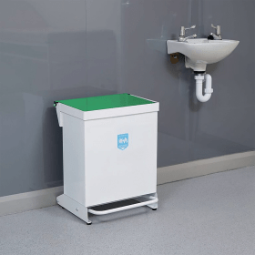 Fire Retardant Steel Sackholder White Body with Green Lid 42L 847597 F
