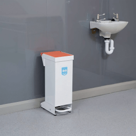 Fire Retardant Steel Sackholder White Body with Orange Lid 28L 847590 F