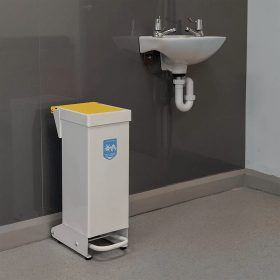 Fire Retardant Steel Sackholder White Body with Yellow Lid 28L 847589 F