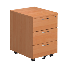 First 3 Drawer Mobile Pedestal 400mm x 500mm x 595mm Beech 521960 F