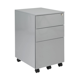 First 3 Drawer Under Desk Pedestal Steel 380mm x 470mm x 615mm Silver 487462 F