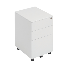 First 3 Drawer Under Desk Pedestal Steel 380mm x 470mm x 615mm White 487463 F