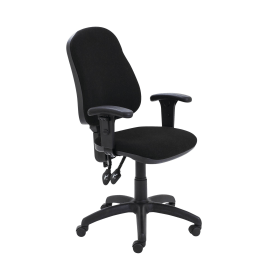 First Calypso Operator Chair with Adjustable Arms 640mm x 640mm x 985 1175mm Black 657283 F