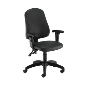 First Calypso Operator Chair with Adjustable Arms 640mm x 640mm x 985 1175mm Polyurethane Black 657284 F