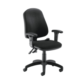 First Calypso Operator Chair with Lumbar Pump with Adjustable Arms 640mm x 640mm x 990 1160mm Black 657287 F