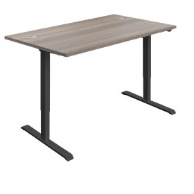 First Economy Single Motor Sit Stand Desk 1400mm x 800mm x 705 1220mm Grey Oak Black 848314 F