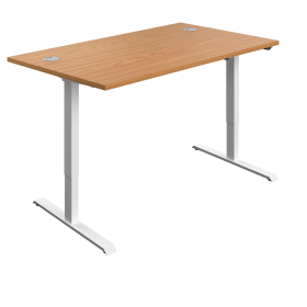 First Economy Single Motor Sit Stand Desk 1400mm x 800mm x 705 1220mm Nova Oak White 848317 F