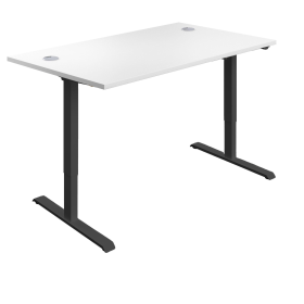 First Economy Single Motor Sit Stand Desk 1400mm x 800mm x 705 1220mm White Black 848318 F