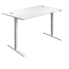 First Economy Single Motor Sit Stand Desk 1400mm x 800mm x 705 1220mm White White 848319 F