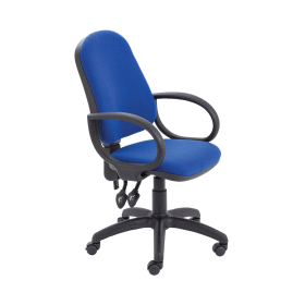 First High Back Operator Chair with Fixed Arms 640mm x 640mm x 985 1175mm Blue 487443 F