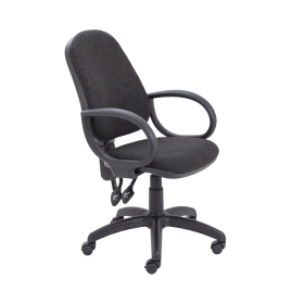 First High Back Operator Chair with Fixed Arms 640mm x 640mm x 985 1175mm Charcoal 487442 F