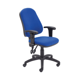 First High Back Operator Chair with T Adjustable Arms 640mm x 640mm x 985 1175mm Blue 487445 F