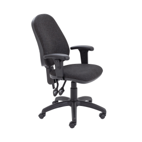 First High Back Operator Chair with T Adjustable Arms 640mm x 640mm x 985 1175mm Charcoal 487444 F