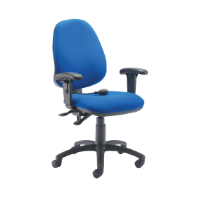 First High Back Posture Chair with Adjustable Arms 640mm x 640mm x 990 1160mm Blue 500131 F