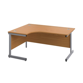 First Radial Left Hand Desk 1600mm x 1200mm x 730mm Nova Oak Silver 577117 F