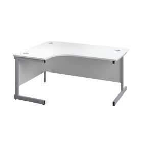First Radial Left Hand Desk 1600mm x 1200mm x 730mm White Silver 577118 F