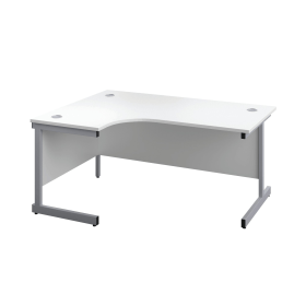 First Radial Left Hand Desk 1800mm x 1200mm x 730mm White Silver 577207 F