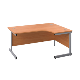 First Radial Right Hand Desk 1600mm x 1200mm x 730mm Beech Silver 577119 F