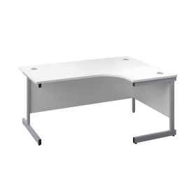 First Radial Right Hand Desk 1600mm x 1200mm x 730mm White Silver 577121 F