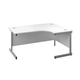 First Radial Right Hand Desk 1800mm x 1200mm x 730mm White Silver 577210 F