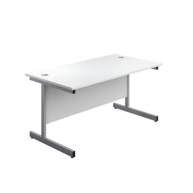 First Rectangular Cantilever Desk 1200mm x 800mm x 730mm White Silver 577036 F