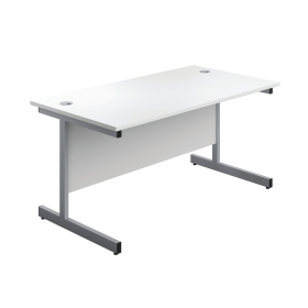 First Rectangular Cantilever Desk 1400mm x 800mm x 730mm White Silver 577046 F