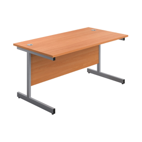 First Rectangular Cantilever Desk 1600mm x 800mm x 730mm Beech Silver 577054 F