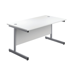 First Rectangular Cantilever Desk 1800mm x 800mm x 730mm White Silver 577073 F