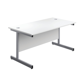 First Single Desk with 3 Drawers Pedestal 1600mm x 800mm White Silver 577363 F