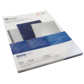 GBC HiClear A4 Binding Cover 250gsm Super Clear 50 Pack 120243 F