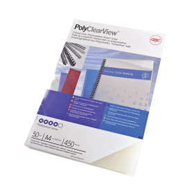 GBC PolyClearView A4 Binding Cover 450gsm Frost 50 Pack 178203 F
