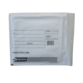 GoSecure Bubble Envelope Size 5 205mm x 245mm White 100 Pack 393169 F