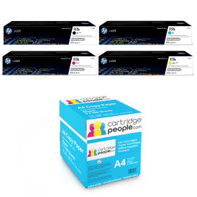 HP 117A Multipack Set of 4 Toner Cartridges with Box of Copy Paper Original