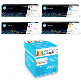 HP 219A Multipack Set of 4 Toner Cartridges with Box of Copy Paper Original