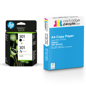 HP 301 Multipack Set of 2 Ink Cartridges with Ream of Copy Paper Original