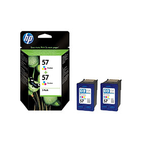 HP 57 Tri Colour Ink Cartridge Twin Pack C9503AE Original