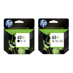 HP 62XL High Capacity Multipack Full Set of 2 Ink Cartridges Original